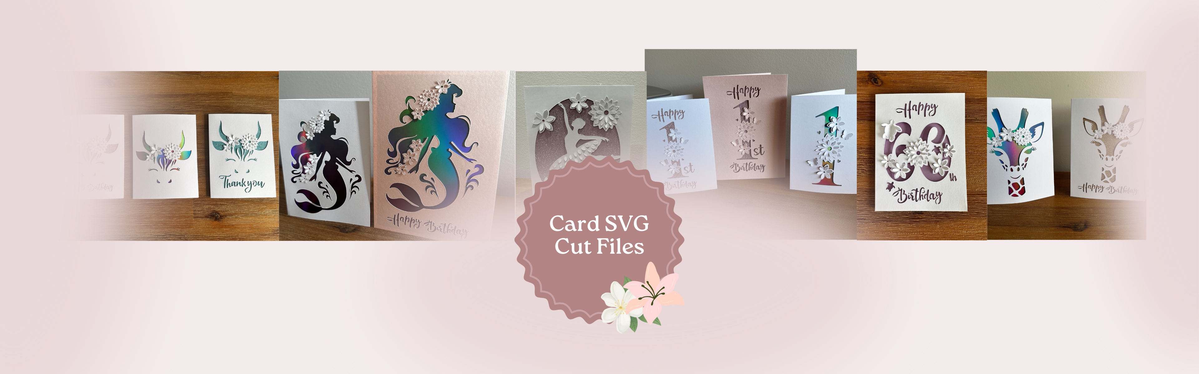 Cutaway Card and Insert Card SVG Cut Files for Cricut and other craft cutting machins
