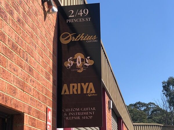 Orthius Guitars Factory Signage