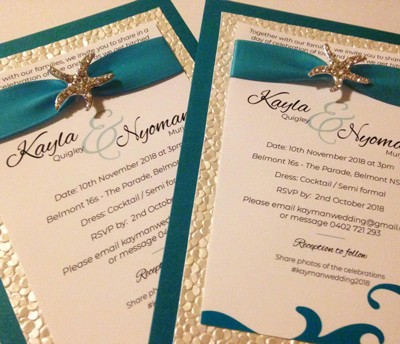 Handmade Beach Theme Wedding Invitations